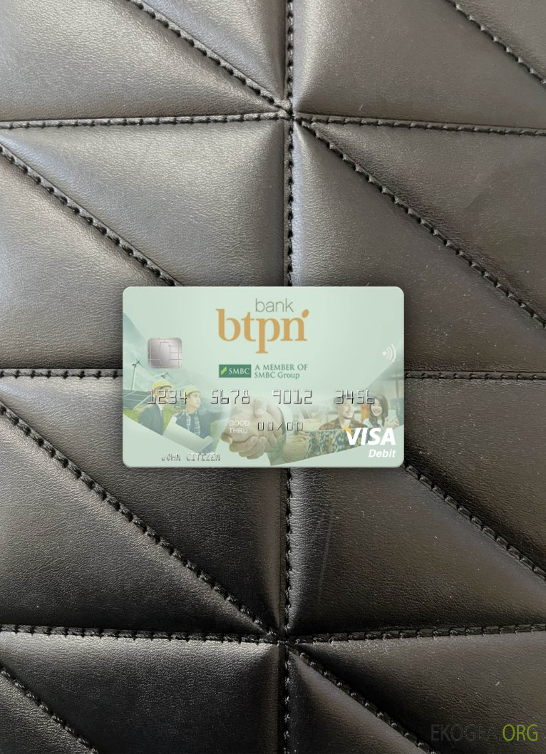 Photolook de la carte de débit visa BTPN de la banque indonésienne avant